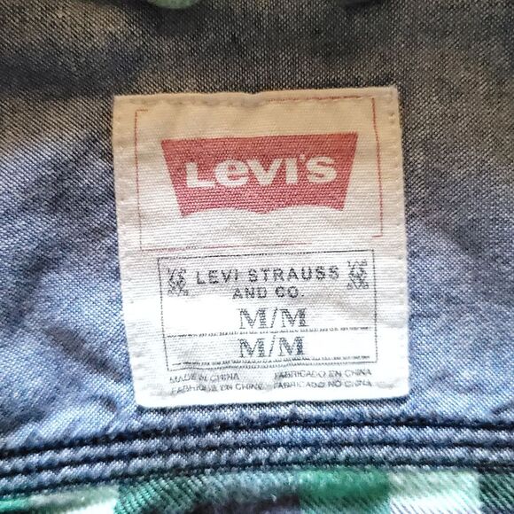 Levi’s Flannel button-down Green and Purple single pocket size Medium - Picture 7 of 12